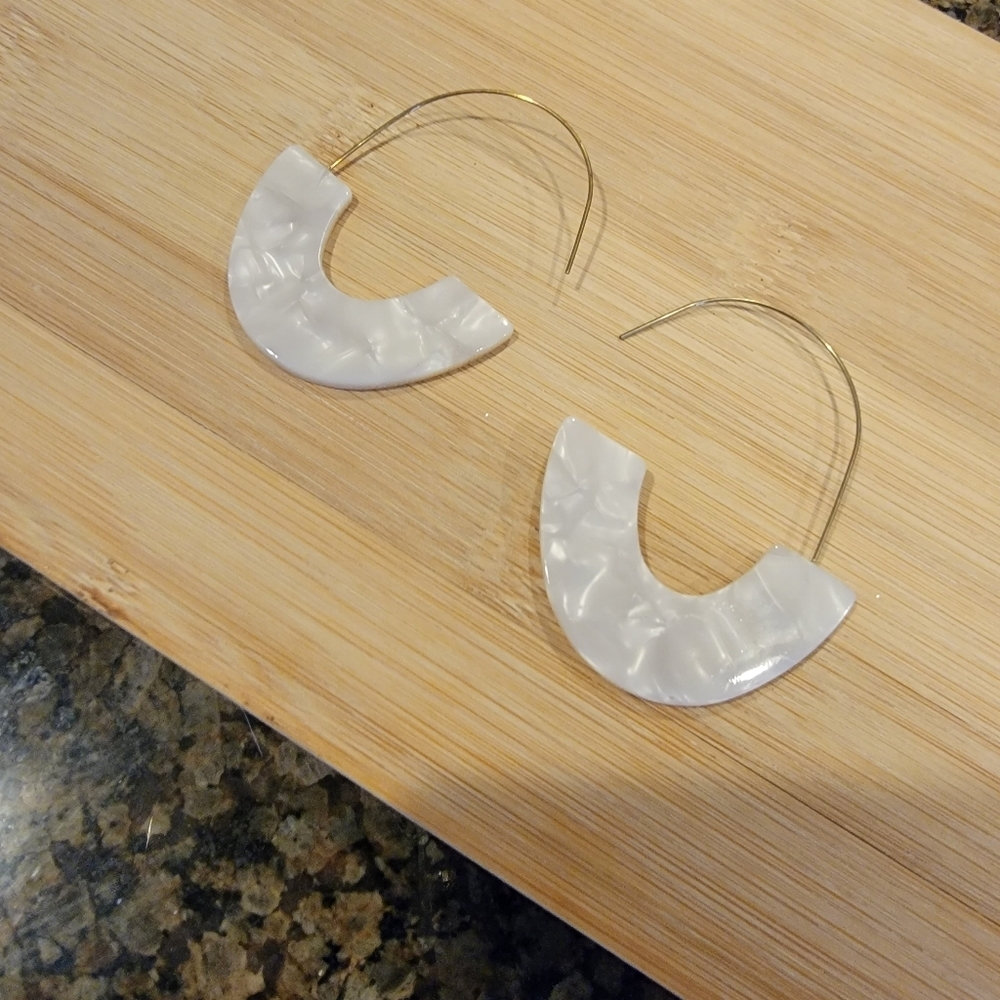 White Thread Through Earrings - image 4